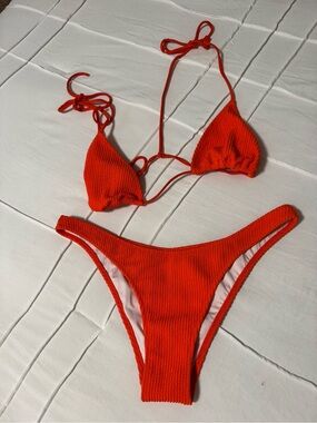Victoria's Secret Orange Textured Triangle Bikini